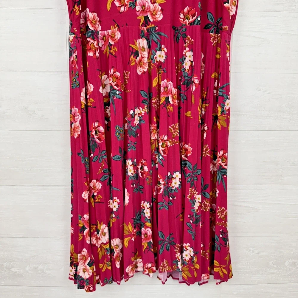 NWT Ann Taylor Loft Midi Dress‎ Plus Size 26 4X Pink Floral Short Sleeves Jersey